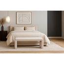 Color_Cream -- Minimalist Cream Velvet Upholstered Bench IMAGE 2