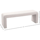  Color_Cream -- Minimalist Cream Velvet Upholstered Bench IMAGE 6