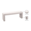  Color_Cream -- Minimalist Cream Velvet Upholstered Bench IMAGE 7