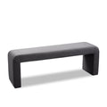  Color_Grey -- Minimalist Grey Velvet Upholstered Bench IMAGE 1
