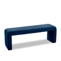 Color_Navy -- Minimalist Navy Velvet Upholstered Bench IMAGE 1