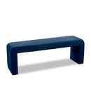  Color_Navy -- Minimalist Navy Velvet Upholstered Bench IMAGE 1