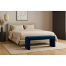 Color_Navy -- Minimalist Navy Velvet Upholstered Bench IMAGE 2