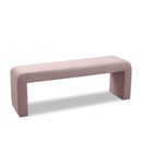  Color_Pink -- Minimalist Pink Velvet Upholstered Bench IMAGE 1