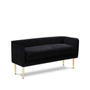  Color_Black/ Gold -- Meridian Audrey Velvet Upholstered Bench IMAGE 1