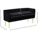  Color_Black/ Gold -- Meridian Audrey Velvet Upholstered Bench IMAGE 5