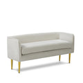  Color_Cream/ Gold -- Audrey Cream Velvet Upholstered Bench IMAGE 1