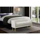  Color_Cream/ Gold -- Audrey Cream Velvet Upholstered Bench IMAGE 2