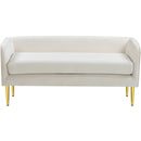  Color_Cream/ Gold -- Audrey Cream Velvet Upholstered Bench IMAGE 3