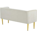  Color_Cream/ Gold -- Audrey Cream Velvet Upholstered Bench IMAGE 4