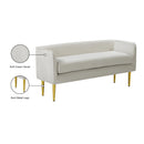  Color_Cream/ Gold -- Audrey Cream Velvet Upholstered Bench IMAGE 6