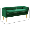  Color_Gold/ Green -- Audrey Green Velvet Upholstered Bench IMAGE 5