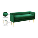  Color_Gold/ Green -- Audrey Green Velvet Upholstered Bench IMAGE 6