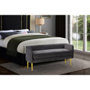  Color_Gold/ Grey -- Audrey Grey Velvet Upholstered Bench IMAGE 2