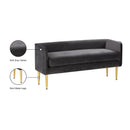  Color_Gold/ Grey -- Audrey Grey Velvet Upholstered Bench IMAGE 6