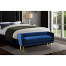  Color_Gold/ Navy -- Audrey Navy Velvet Upholstered Bench IMAGE 2
