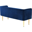  Color_Gold/ Navy -- Audrey Navy Velvet Upholstered Bench IMAGE 4