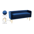  Color_Gold/ Navy -- Audrey Navy Velvet Upholstered Bench IMAGE 6