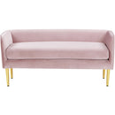  Color_Gold/ Pink -- Audrey Pink Velvet Upholstered Bench IMAGE 3