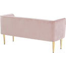  Color_Gold/ Pink -- Audrey Pink Velvet Upholstered Bench IMAGE 4