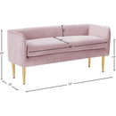  Color_Gold/ Pink -- Audrey Pink Velvet Upholstered Bench IMAGE 5
