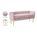  Color_Gold/ Pink -- Audrey Pink Velvet Upholstered Bench IMAGE 6