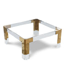  Meridian Casper Gold Square Glass Top, Acrylic And Metal Base Coffee Table IMAGE 1