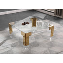  Meridian Casper Gold Square Glass Top, Acrylic And Metal Base Coffee Table IMAGE 2