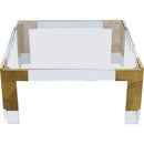  Meridian Casper Gold Square Glass Top, Acrylic And Metal Base Coffee Table IMAGE 3