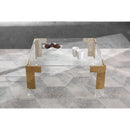 Meridian Casper Gold Square Glass Top, Acrylic And Metal Base Coffee Table IMAGE 4