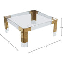  Meridian Casper Gold Square Glass Top, Acrylic And Metal Base Coffee Table IMAGE 5