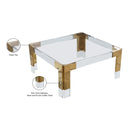  Meridian Casper Gold Square Glass Top, Acrylic And Metal Base Coffee Table IMAGE 6