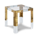  Meridian Casper Gold Glass Top, Acrylic And Metal Base End / Side Table IMAGE 1