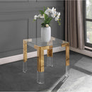  Meridian Casper Gold Glass Top, Acrylic And Metal Base End / Side Table IMAGE 2