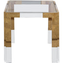  Meridian Casper Gold Glass Top, Acrylic And Metal Base End / Side Table IMAGE 3