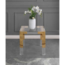  Meridian Casper Gold Glass Top, Acrylic And Metal Base End / Side Table IMAGE 4