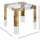  Meridian Casper Gold Glass Top, Acrylic And Metal Base End / Side Table IMAGE 5