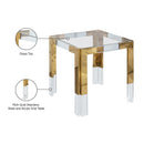  Meridian Casper Gold Glass Top, Acrylic And Metal Base End / Side Table IMAGE 6
