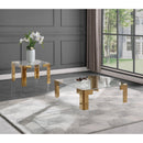  Meridian Casper Gold Glass Top, Acrylic And Metal Base End / Side Table IMAGE 7
