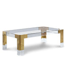  Meridian Casper Gold Rectangular Glass Top, Acrylic And Metal Base Coffee Table IMAGE 1