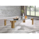  Meridian Casper Gold Rectangular Glass Top, Acrylic And Metal Base Coffee Table IMAGE 2