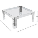  Meridian Casper Chrome Square Glass Top, Acrylic And Metal Base Coffee Table IMAGE 5