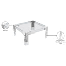  Meridian Casper Chrome Square Glass Top, Acrylic And Metal Base Coffee Table IMAGE 6