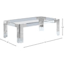  Meridian Casper Chrome Rectangular Glass Top, Acrylic And Metal Base Coffee Table IMAGE 5