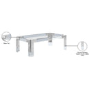  Meridian Casper Chrome Rectangular Glass Top, Acrylic And Metal Base Coffee Table IMAGE 6