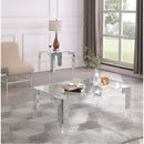  Meridian Casper Chrome Rectangular Glass Top, Acrylic And Metal Base Coffee Table IMAGE 7