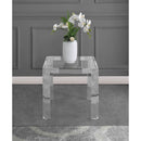  Meridian Casper Chrome Glass Top, Acrylic And Metal Base End / Side Table IMAGE 4