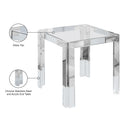  Meridian Casper Chrome Glass Top, Acrylic And Metal Base End / Side Table IMAGE 6