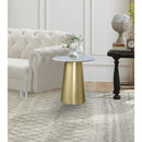  Meridian Sorrento Gold Marble Top And Metal Base End / Side Table IMAGE 2