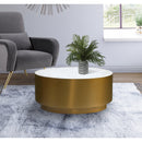  Meridian Presley Gold Marble Top And Metal Base Coffee Table IMAGE 2
